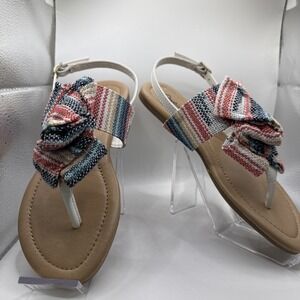 New‎ Qupid Women's Archer Sandals Blue Pink Fabric Size 5.5